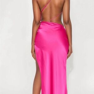 Fashion Nova Vibrant Pink Backless Dress